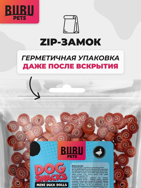 Изображение товара Лакомство для собак Bubu Pets Роллы утка / PS0020 (500г)