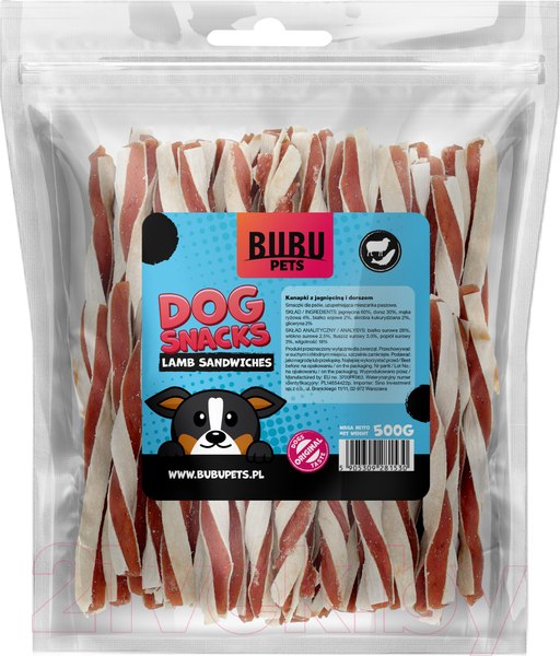 Изображение товара Лакомство для собак Bubu Pets Сэндвич с ягненком и треской / PS0025 (500г)