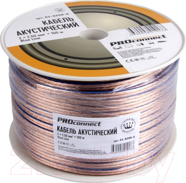 Изображение товара Кабель PROconnect BlueLine 2x2.50 / 01-6208-6 (100м,прозрачный)