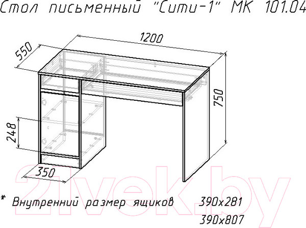 Изображение товара Письменный стол Мебель-Класс Сити-1 (белый/дуб сонома)