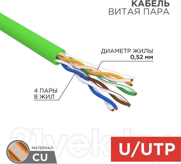 Изображение товара Кабель Rexant U/UTP CAT 5e нг(А)-LSLTx / 01-0061