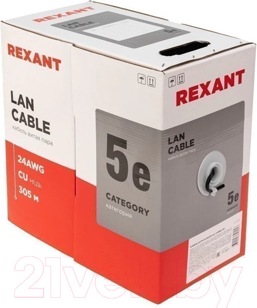 Изображение товара Кабель Rexant U/UTP CAT 5e PE 4PR 24AWG / 01-0045
