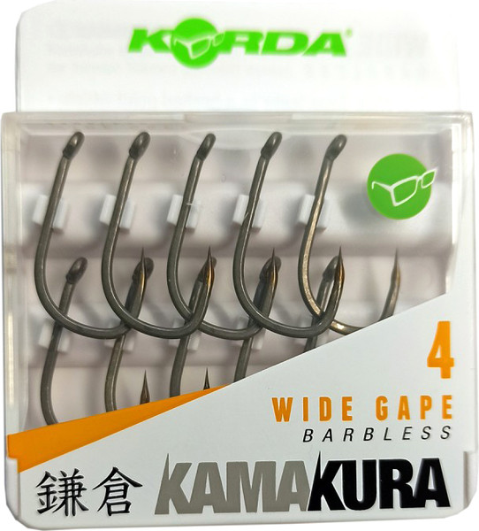 Изображение товара Набор крючков рыболовных Korda Kamakura Wide Gape Barbless №4 без бородки / KAM06