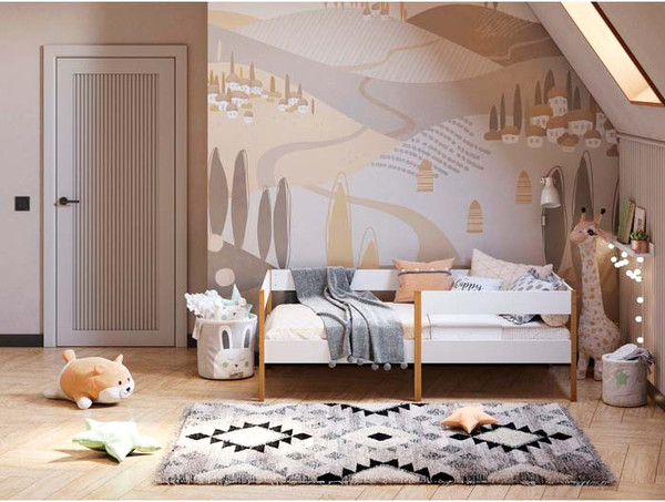 Изображение товара Кровать-тахта детская Polini Kids Simple 3435 / 0002786.163 (белый/дуб каменный)