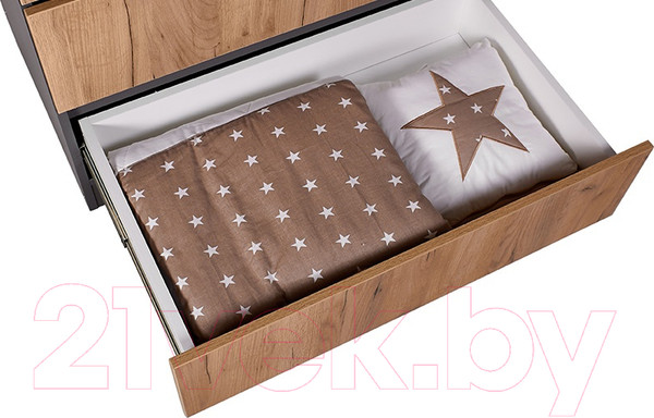 Изображение товара Комод пеленальный Polini Kids Simple 1980 / 0002323.175 (графит/дуб крафт золотой)