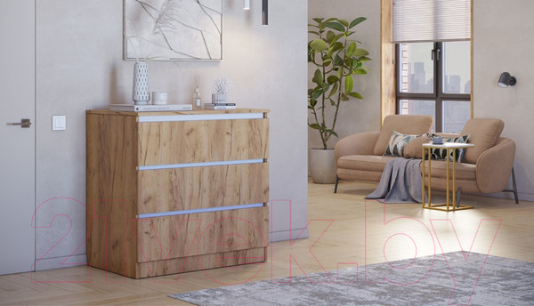 Изображение товара Комод пеленальный Polini Kids Simple 1980 / 0002323.172 (дуб крафт золотой/белый)