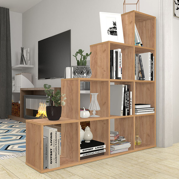 Изображение товара Стеллаж Polini Kids Home Smart Каскадный 10 секций (дуб крафт/золото)