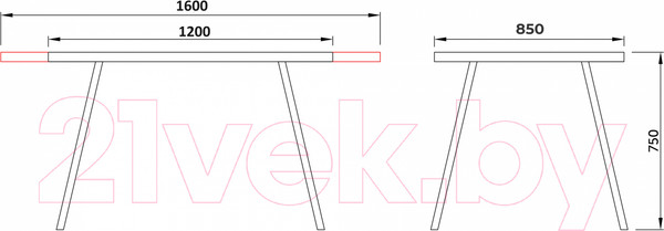 Изображение товара Обеденный стол Listvig Angle 120 раздвижной (дуб веллингтон/черный)