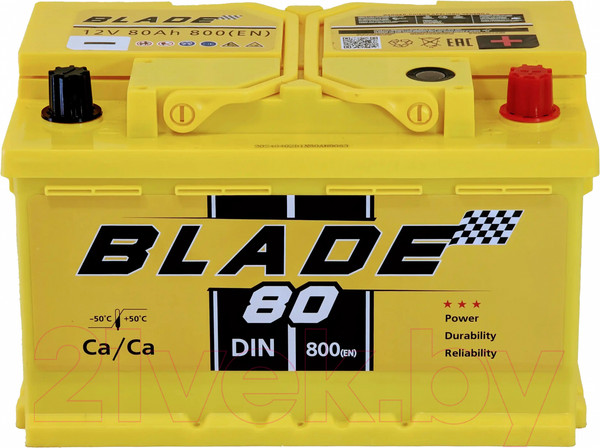 Изображение товара Автомобильный аккумулятор BLADE R низкий / 6CT-80VL-(0) LB (80 А/ч)