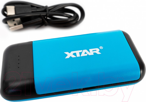 Изображение товара Зарядное устройство для аккумуляторов XTAR PB2S-Blue с USB кабелем
