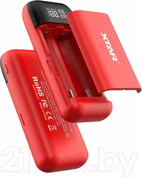 Изображение товара Зарядное устройство для аккумуляторов XTAR PB2S-Red с USB кабелем