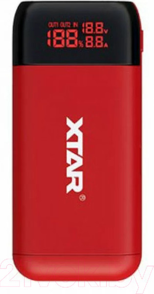 Изображение товара Зарядное устройство для аккумуляторов XTAR PB2S-Red с USB кабелем