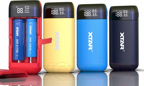 Изображение товара Зарядное устройство для аккумуляторов XTAR PB2S-Red с USB кабелем