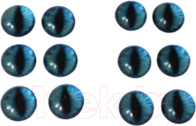 Изображение товара Набор глазок декоративных ХоббиБум Вертикальный зрачок. Стекло 10мм (12шт, голубой)