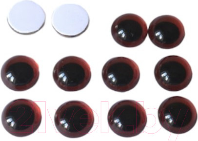 Изображение товара Набор глазок декоративных ХоббиБум Круглый зрачок. Стекло 12мм (12шт, коричневый)
