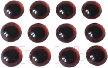 Изображение товара Набор глазок декоративных ХоббиБум Круглый зрачок. Стекло 12мм (12шт, коричневый)