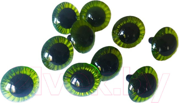 Изображение товара Набор глазок декоративных ХоббиБум Винтовые D23мм (10шт, зеленый)