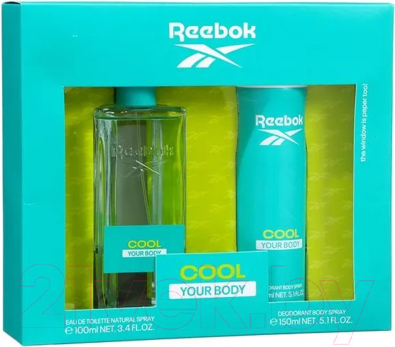 Изображение товара Парфюмерный набор Reebok Cool Your Body For Woman Туалетная вода+Дезодорант-спрей (100мл+150мл)