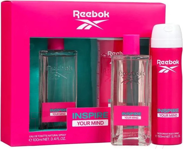 Изображение товара Парфюмерный набор Reebok Inspire Your Mind For Woman Туалетная вода+Дезодорант-спрей (100мл+150мл)