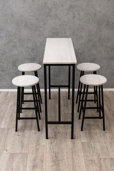 Изображение товара Табурет барный Stal-Massiv SMH-63 (дуб беленый/черный)