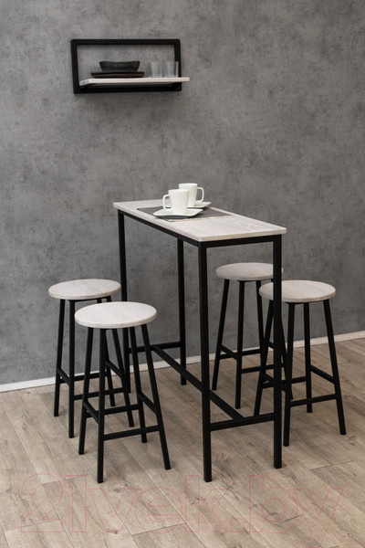 Изображение товара Табурет барный Stal-Massiv SMH-63 (дуб беленый/черный)