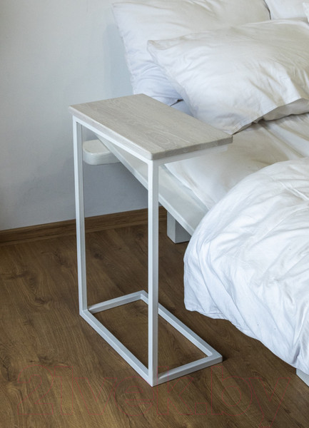 Изображение товара Приставной столик Stal-Massiv Goose (дуб беленый/белый)