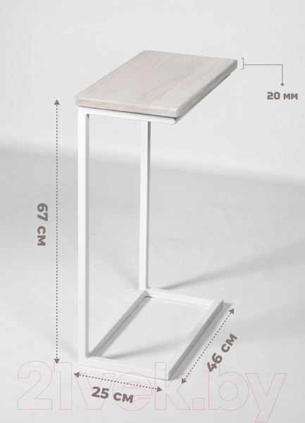 Изображение товара Приставной столик Stal-Massiv Goose (дуб беленый/белый)