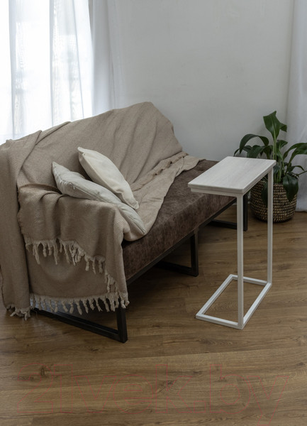 Изображение товара Приставной столик Stal-Massiv Goose (дуб беленый/белый)