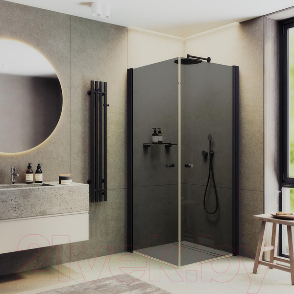Изображение товара Душевой уголок MaybahGlass MGY-1296-6 (графитовое стекло/черный)