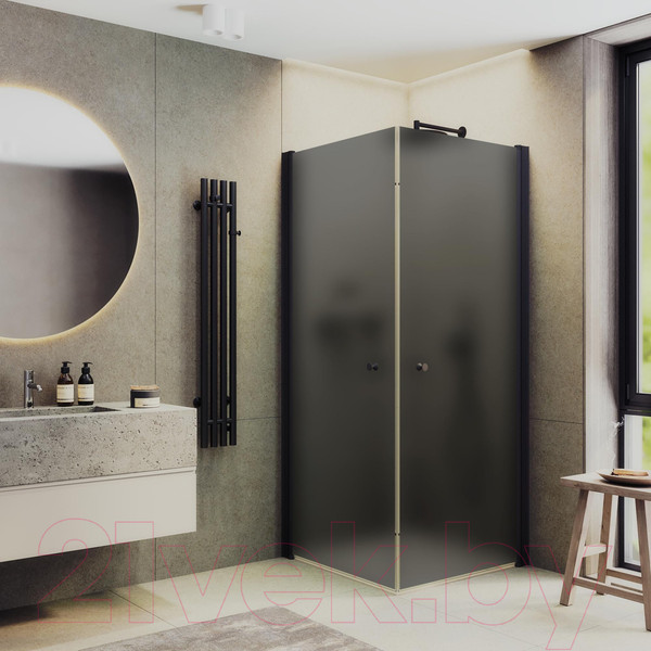 Изображение товара Душевой уголок MaybahGlass MGY-1295-6 (графитовое матовое стекло/черный)