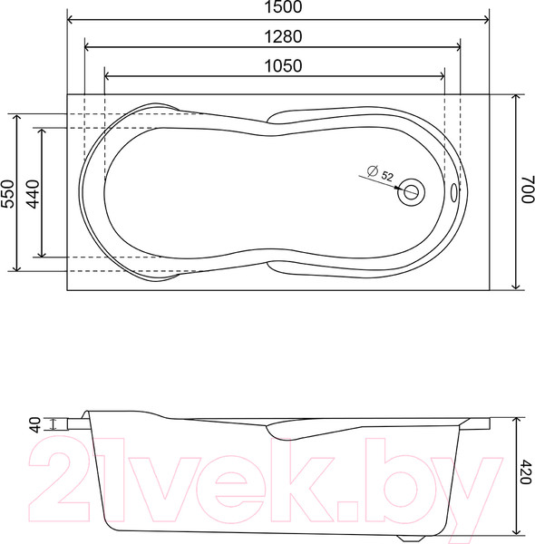 Изображение товара Ванна акриловая Lauter Celeste 150x70 / 21060050