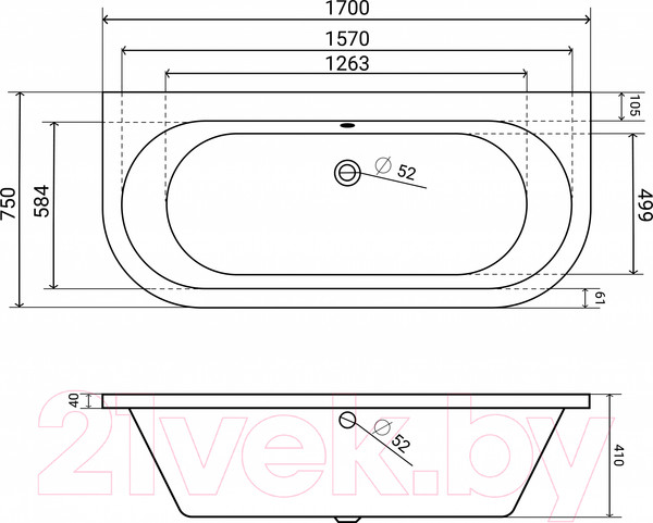 Изображение товара Ванна акриловая Lauter Imperia 170x75 / 21080075