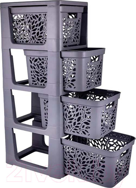 Изображение товара Комод пластиковый Полимербыт Leaves 4392001 (серый)