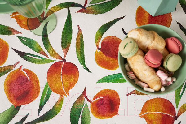 Изображение товара Скатерть Stolima Dunya Сочные персики (220x130, белый)