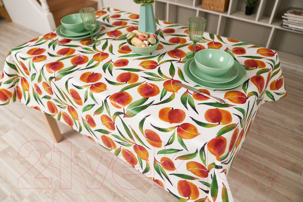 Изображение товара Скатерть Stolima Dunya Сочные персики (220x130, белый)
