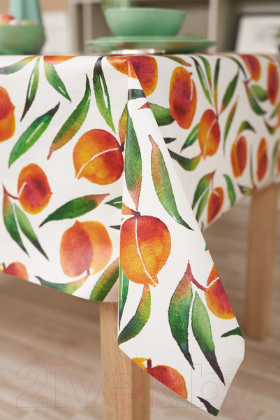 Изображение товара Скатерть Stolima Dunya Сочные персики (220x130, белый)