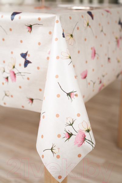 Изображение товара Скатерть Stolima Dunya Бабочки и горох (220x130, карамель)