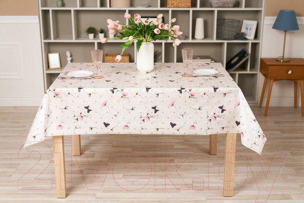 Изображение товара Скатерть Stolima Dunya Бабочки и горох (220x130, карамель)