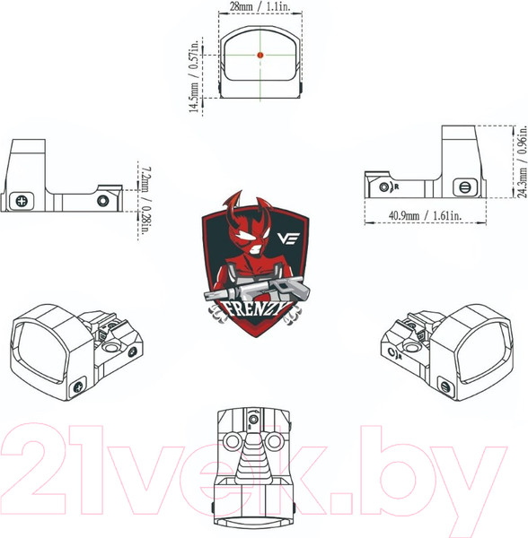 Изображение товара Коллиматорный прицел Vector Optics Frenzy-S 1x17x24 MOS Multi Reticle SCRD-M43