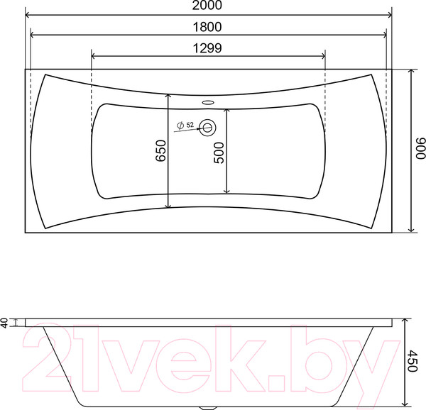 Изображение товара Ванна акриловая Lauter Belgravia 200x90 / 21110200