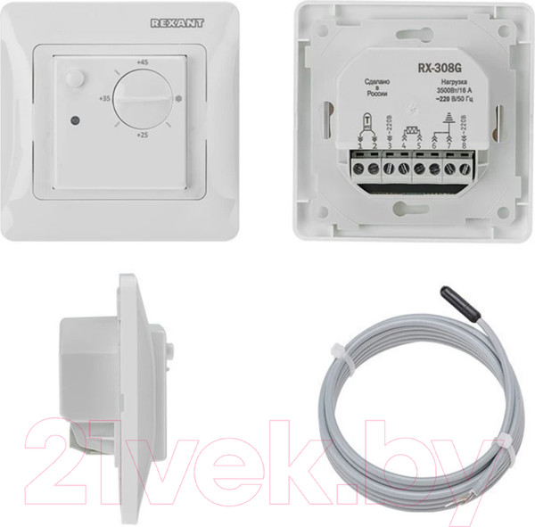 Изображение товара Терморегулятор для теплого пола Rexant RX-308G / 51-0825 (белый)