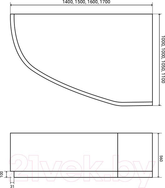 Изображение товара Ванна акриловая Lauter Valencia 140x95 / 2102140R