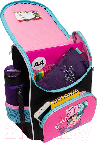 Изображение товара Школьный рюкзак Grizzly RAm-484-6 (черный/розовый)