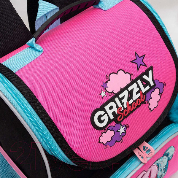 Изображение товара Школьный рюкзак Grizzly RAm-484-6 (черный/розовый)