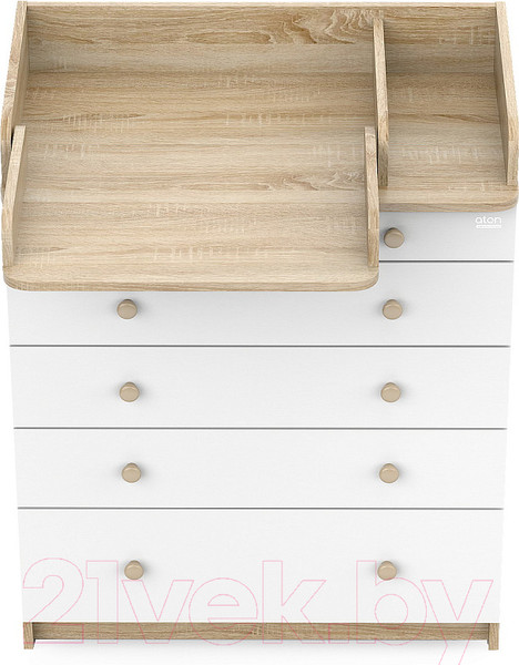 Изображение товара Комод пеленальный Атон Leo 805 С органайзером С шариковыми направляющими (дуб сонома/белый)