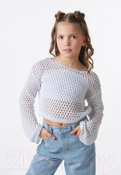 Изображение товара Джемпер детский Amarobaby Lattice / AB-OD24-LA26/00-128 (белый, р.128)