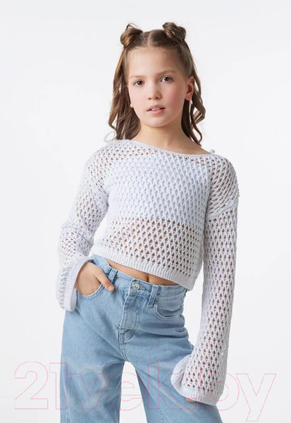 Изображение товара Джемпер детский Amarobaby Lattice / AB-OD24-LA26/00-128 (белый, р.128)