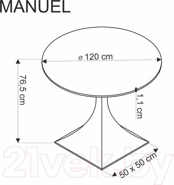 Изображение товара Обеденный стол Halmar Manuel 120x77 (черный мрамор/черный)