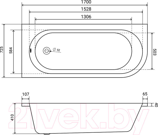Изображение товара Ванна акриловая Lauter Monaco 170x72.5 / 2113170L