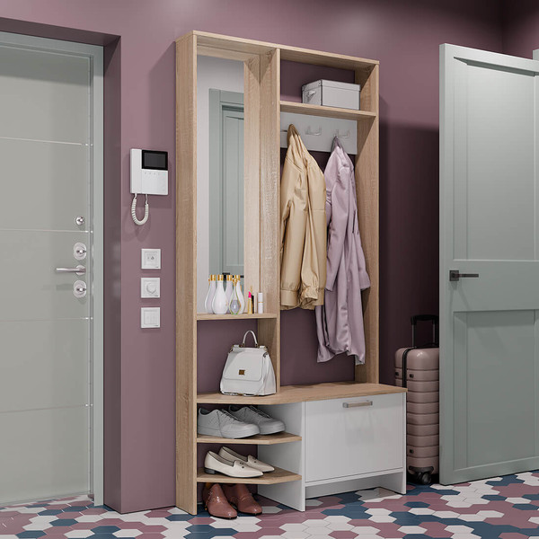 Изображение товара Секция в прихожую BTS Тео ПР-01 (сонома/белый)